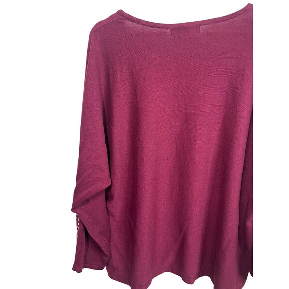 Carolyn Taylor Sweater Womens Knit Top Pullover Studded Dolman Plus Size 1X Fall - Picture 9 of 15